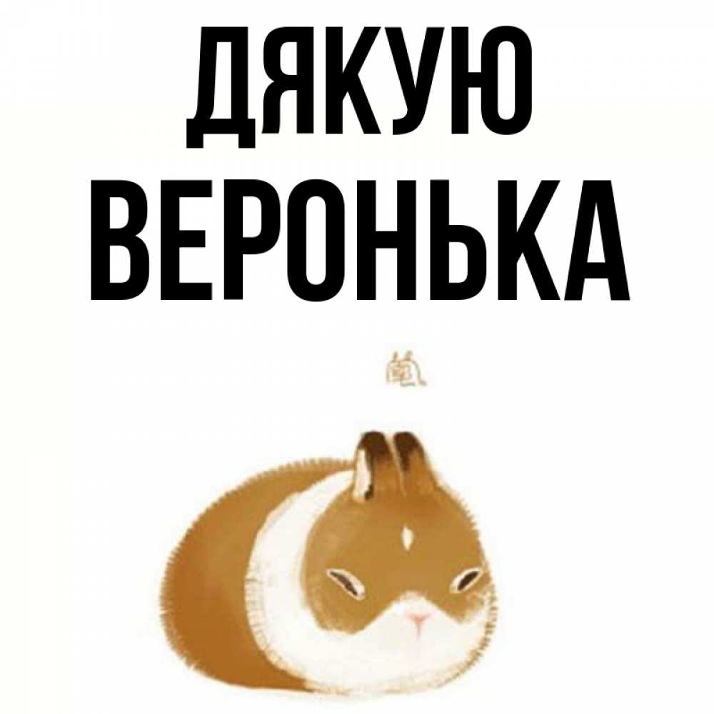 Открытка на каждый день з підписом, Веронька Дякую коричнево белый домашний питомец Прикольна листівка з побажанням онлайн скачати безкоштовно 