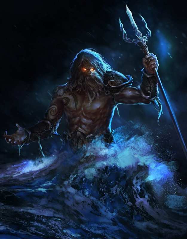 Открытка Нептун с горящими глазами  с днем Нептуна  З днем ​​нептуна 