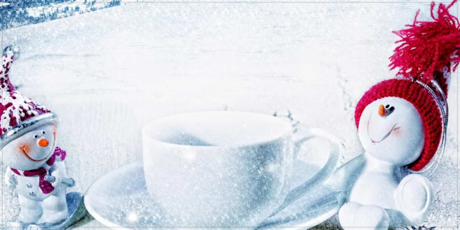 Открытка открытка со снеговиками чаша замерзшая Доброго ранку 