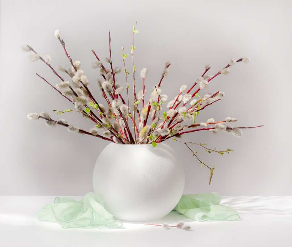 Открытка верба в вазе  верба  З вербною неділею 