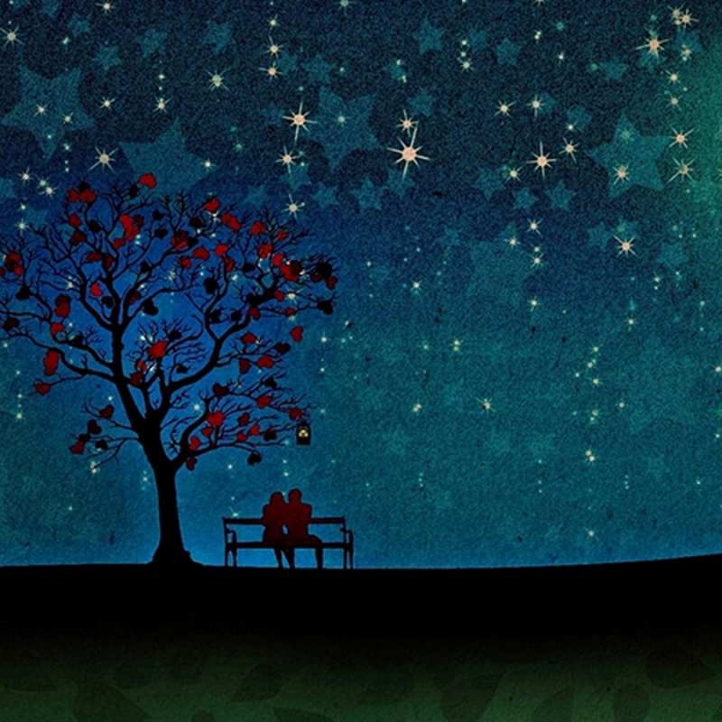 Открытка ночная красота  много звезд  Хочу обійняти тебе 