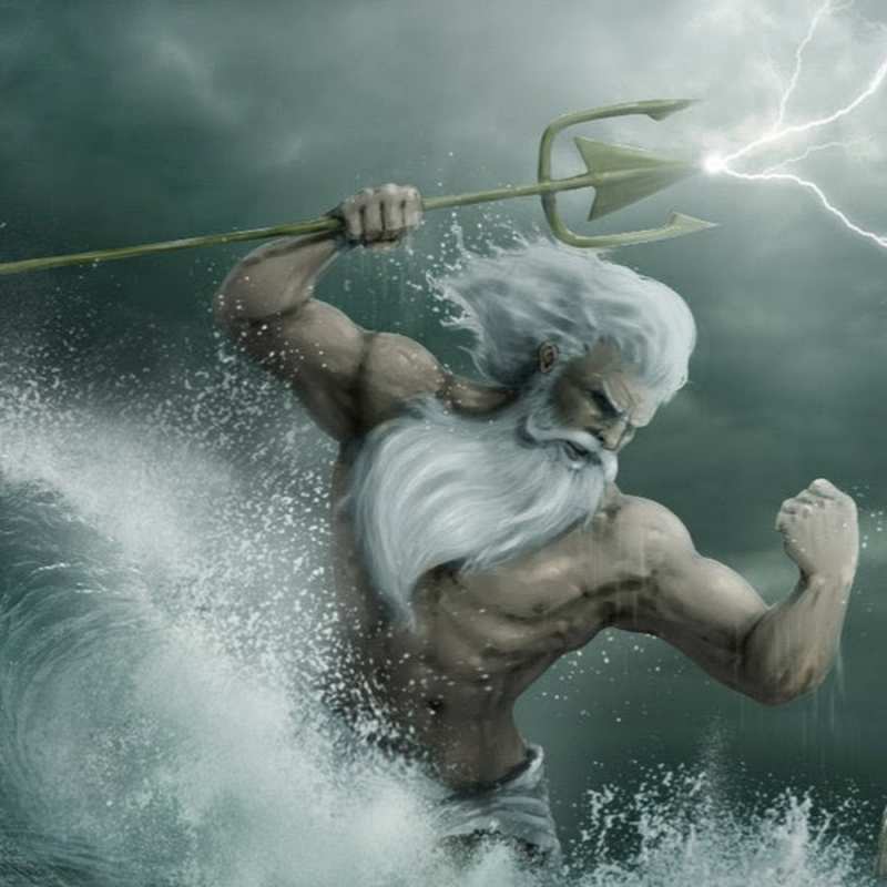 Открытка Нептун стреляет молнией  с днем Нептуна  З днем ​​нептуна 