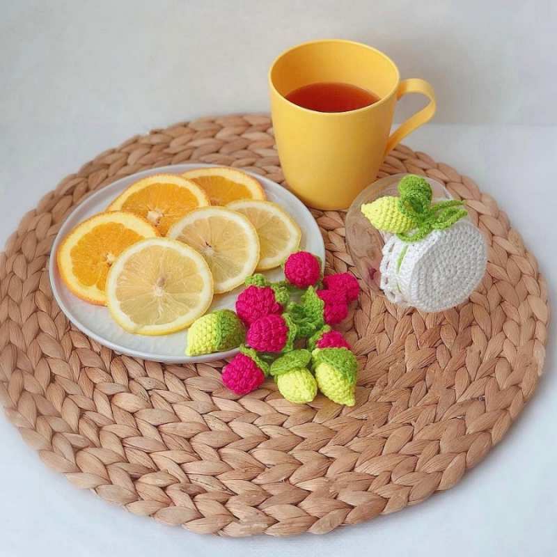 Открытка чай и лимон  вязаные штучки  Одужуй 