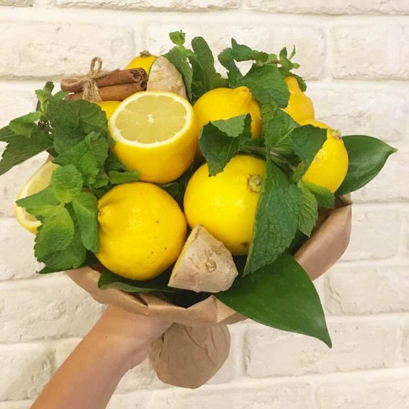 Открытка лимоны и мята  витамины  Одужуй 