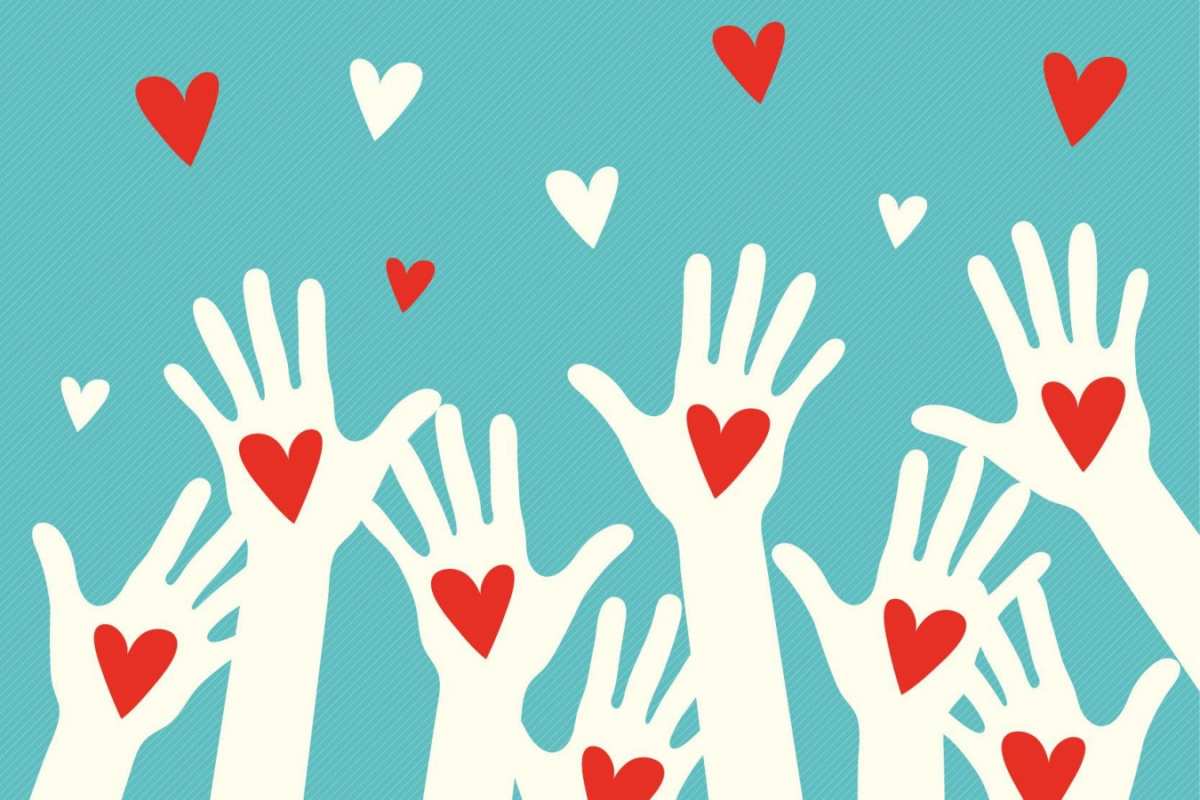 Открытка руки с сердцами  с днем волонтера  З днем ​​волонтера 