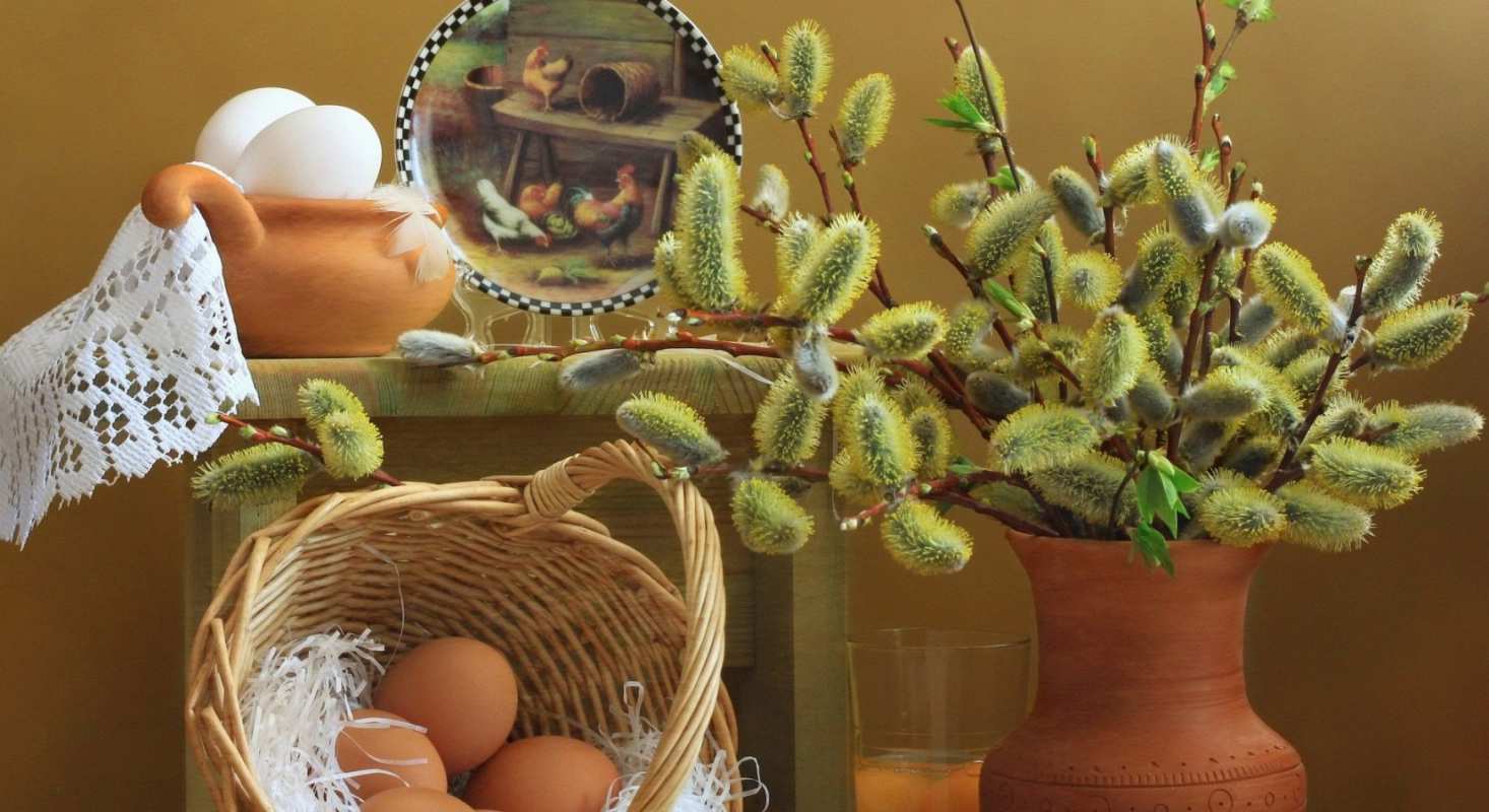 Открытка верба и яички 2 верба 2 З вербною неділею 