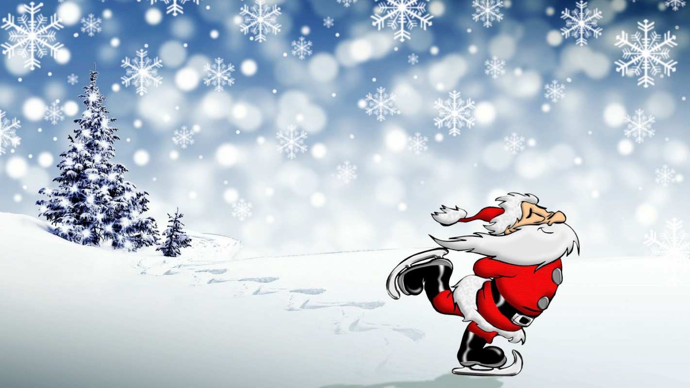 Открытка дед мороз на коньках  дед мороз  З новим роком 