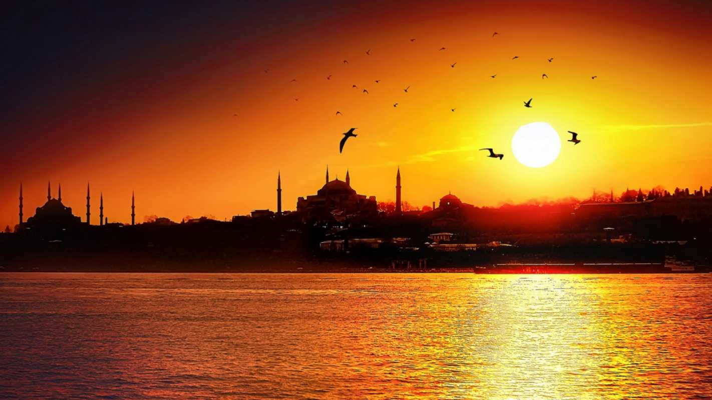 Открытка мечеть на закате  мечеть  З курбан айтом 