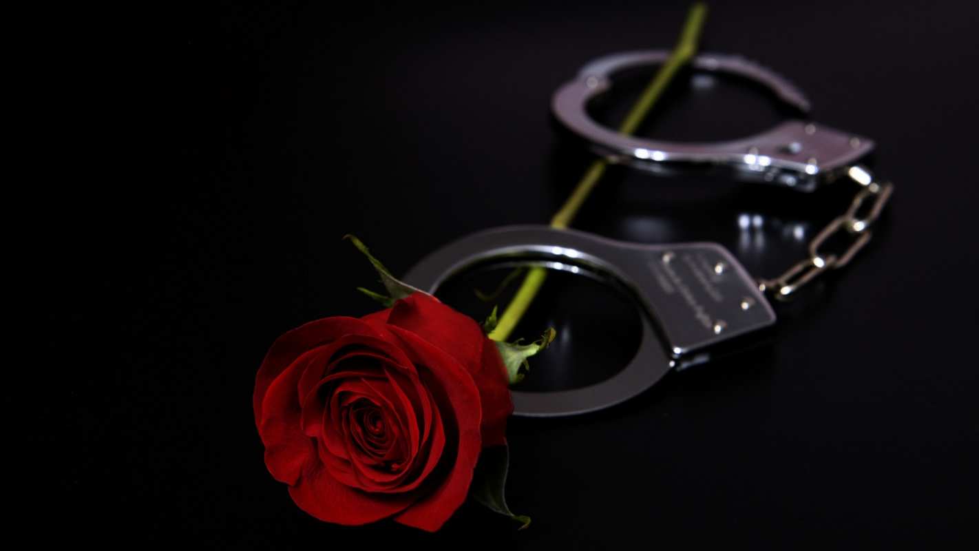 Открытка наручники и роза  роза и наручники  З днем ​​поліції 