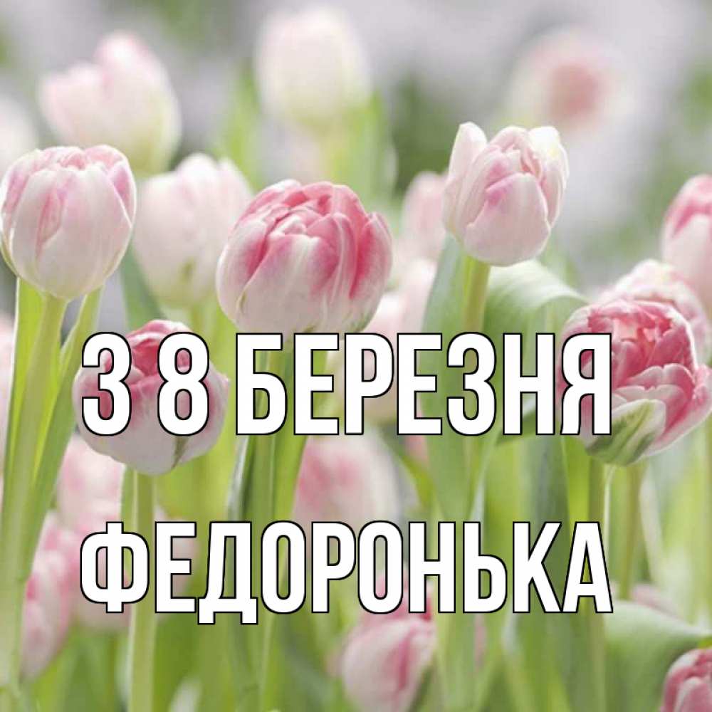 Открытка на каждый день з підписом, Федоронька З 8 БЕРЕЗНЯ цветы Прикольна листівка з побажанням онлайн скачати безкоштовно 