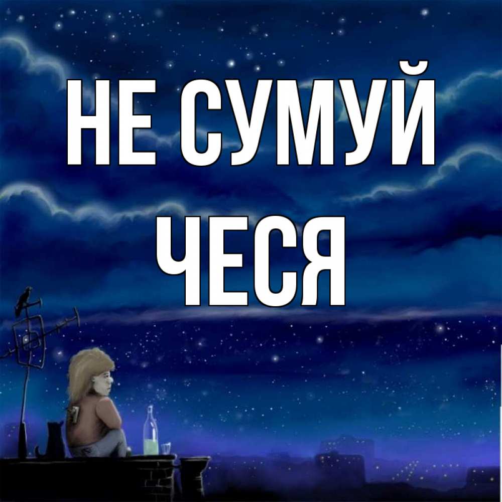 Открытка на каждый день з підписом, Чеся Не сумуй город с крыши Прикольна листівка з побажанням онлайн скачати безкоштовно 