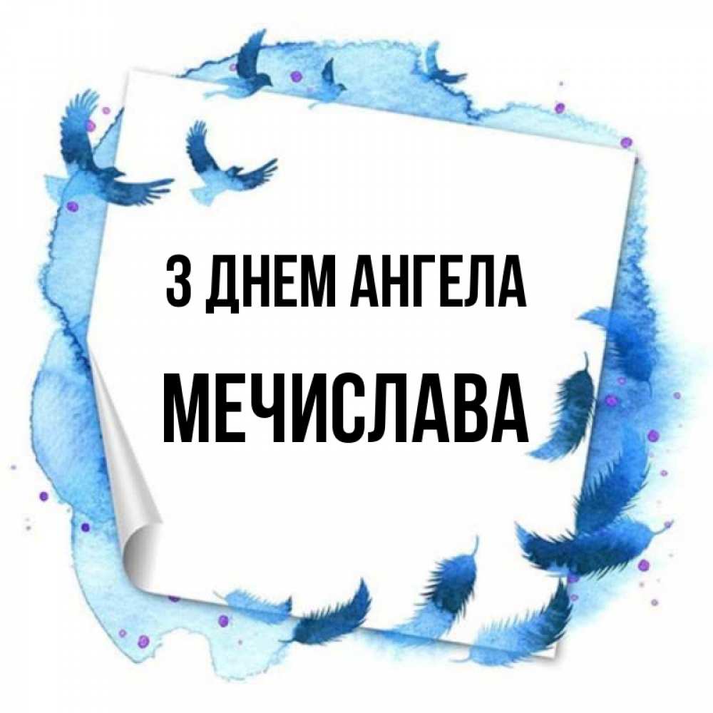 Открытка на каждый день з підписом, Мечислава З Днем ангела красивые птицы летят Прикольна листівка з побажанням онлайн скачати безкоштовно 