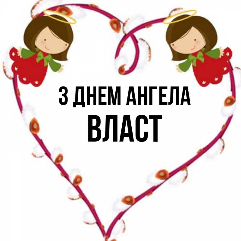 Открытка на каждый день з підписом, Власт З Днем ангела рамочка в виде сердца Прикольна листівка з побажанням онлайн скачати безкоштовно 