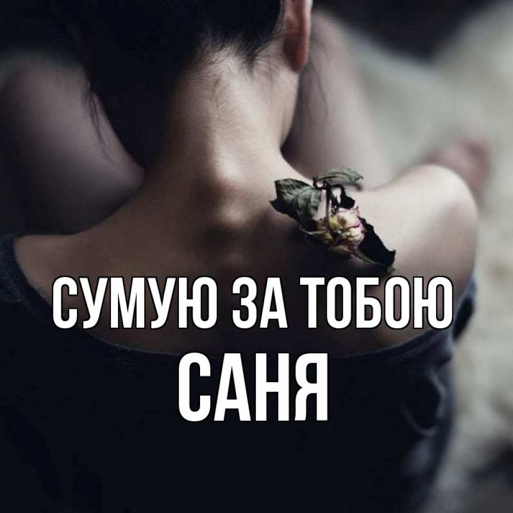 Открытка на каждый день з підписом, Саня Сумую за тобою засох цветок Прикольна листівка з побажанням онлайн скачати безкоштовно 