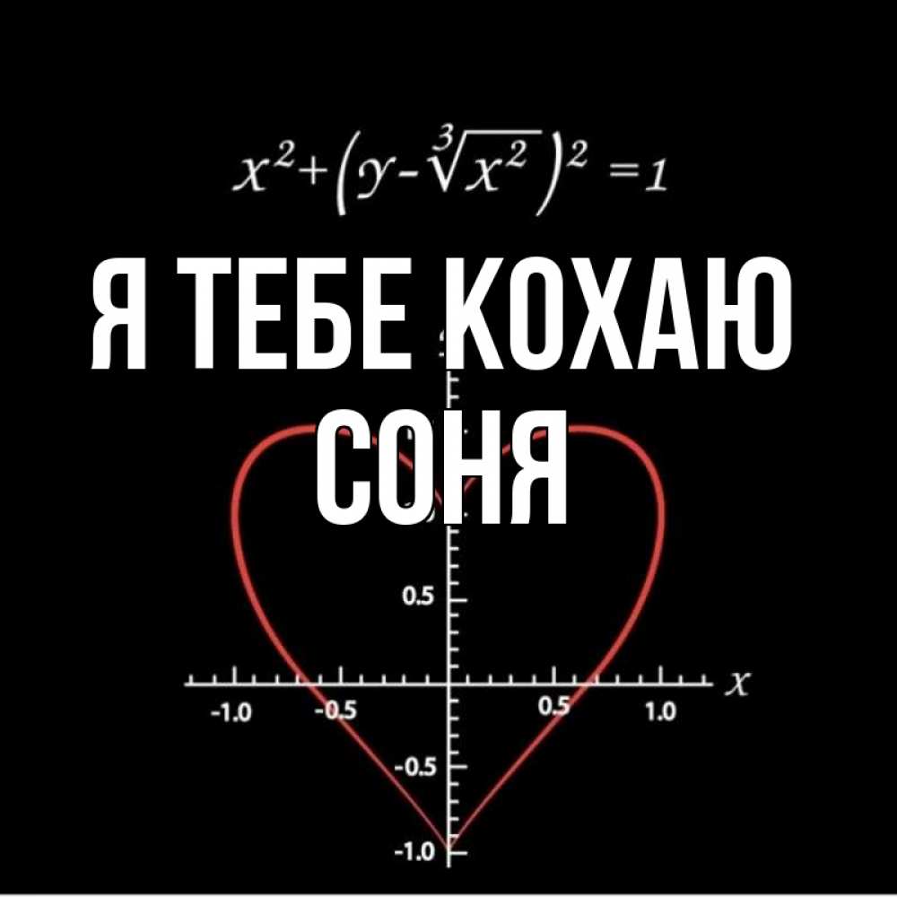 Открытка на каждый день з підписом, Соня Я тебе кохаю сердечная формула Прикольна листівка з побажанням онлайн скачати безкоштовно 