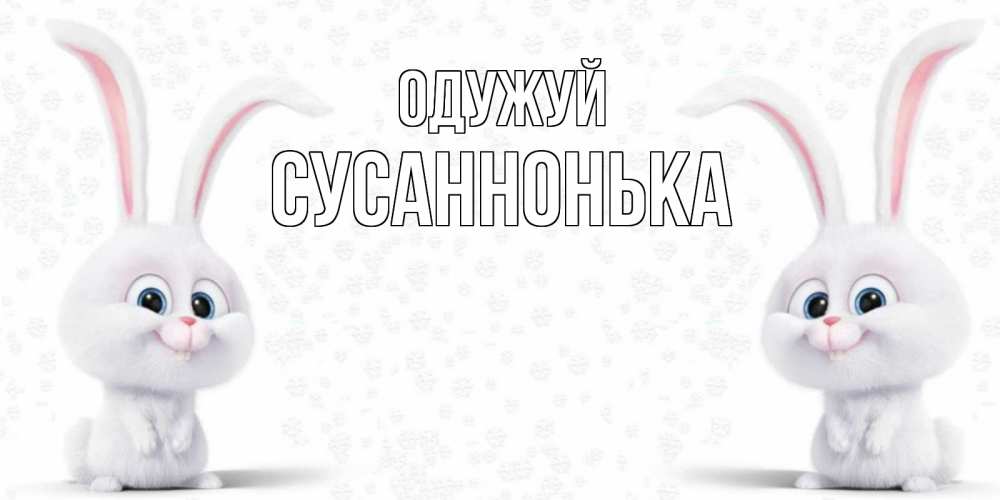 Открытка на каждый день з підписом, Сусаннонька Одужуй не болей с зайцем Прикольна листівка з побажанням онлайн скачати безкоштовно 