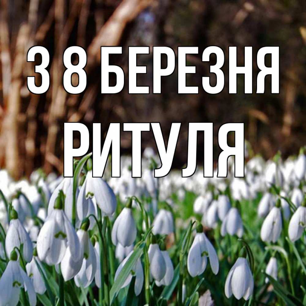 Открытка на каждый день з підписом, Ритуля З 8 БЕРЕЗНЯ с подснежниками 1 Прикольна листівка з побажанням онлайн скачати безкоштовно 