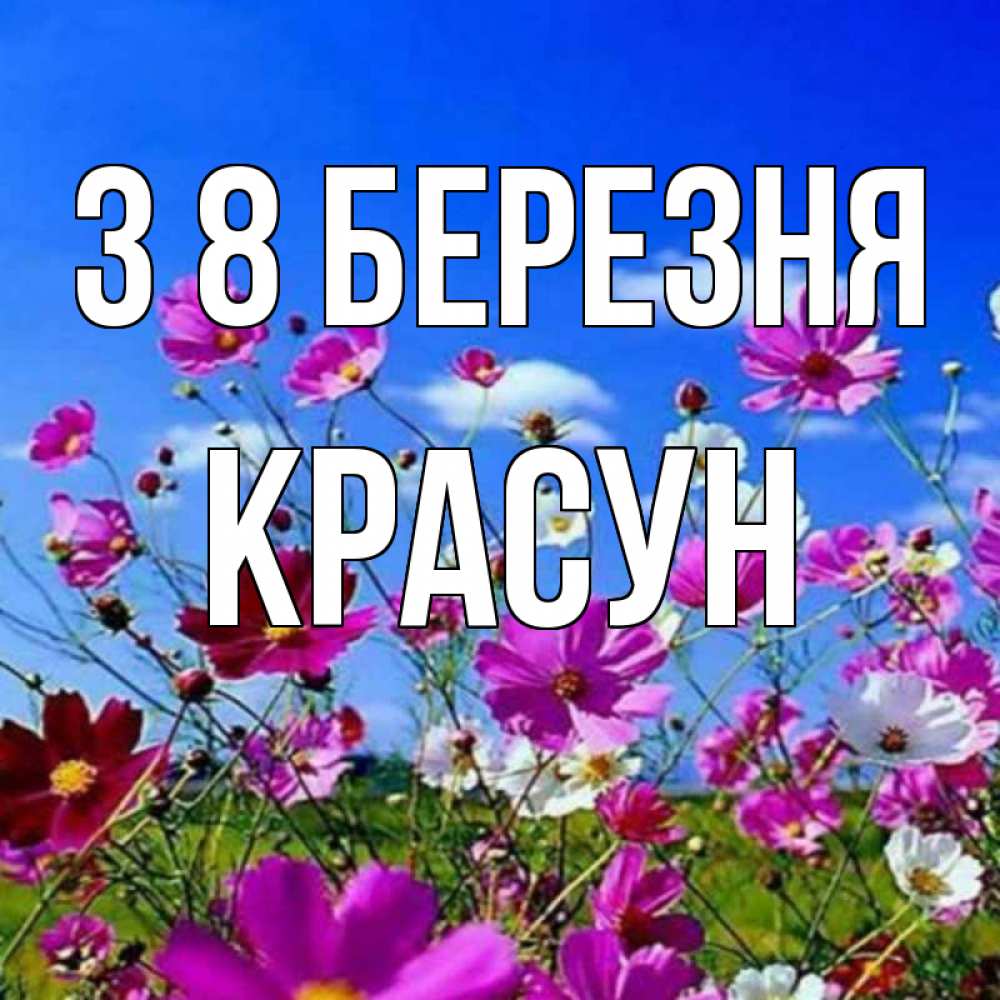 Открытка на каждый день з підписом, Красун З 8 БЕРЕЗНЯ цветы Прикольна листівка з побажанням онлайн скачати безкоштовно 