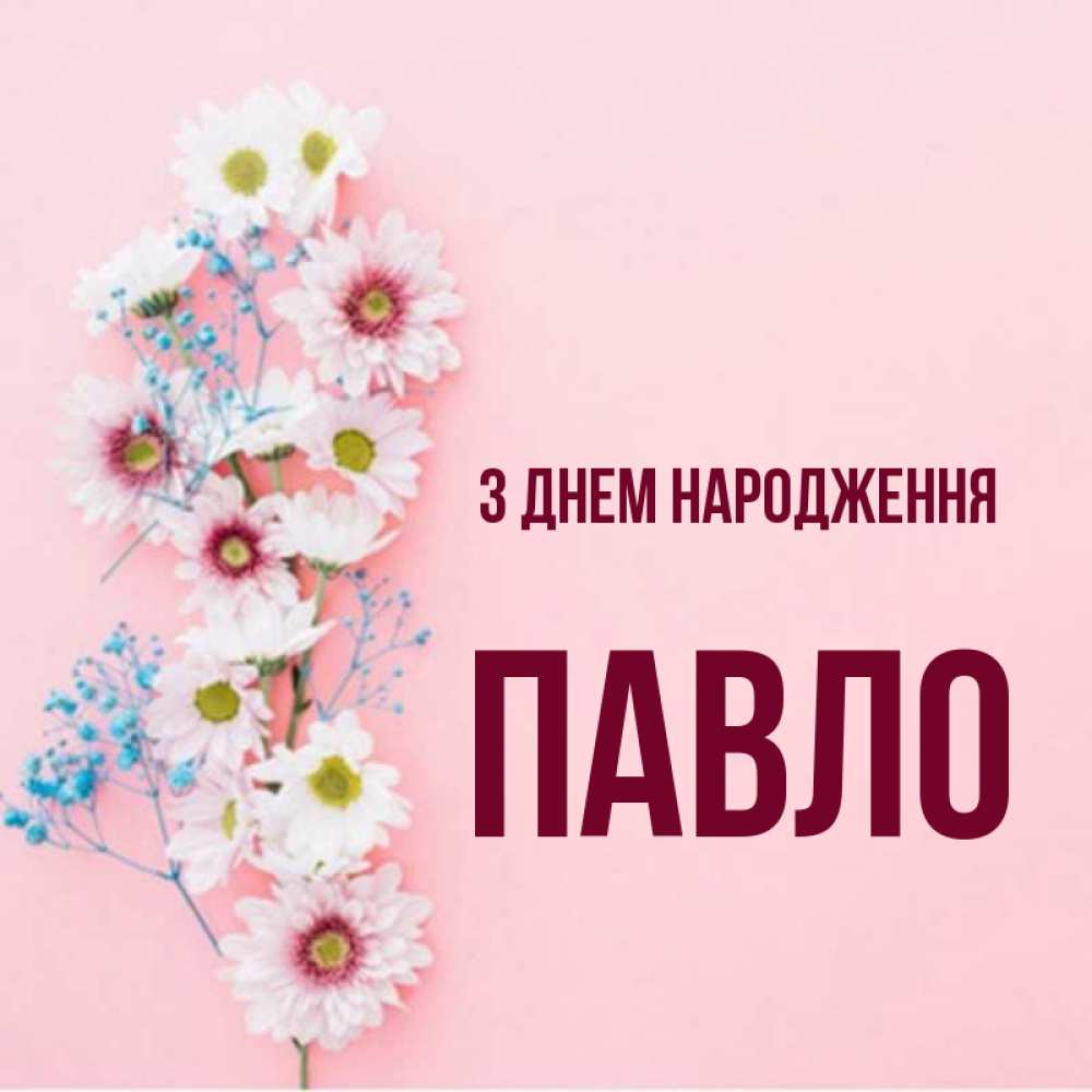 Открытка на каждый день з підписом, Павло З Днем народження Родная моя с днем рождения тебя картинка с цветами белыми и голубыми Прикольна листівка з побажанням онлайн скачати безкоштовно 