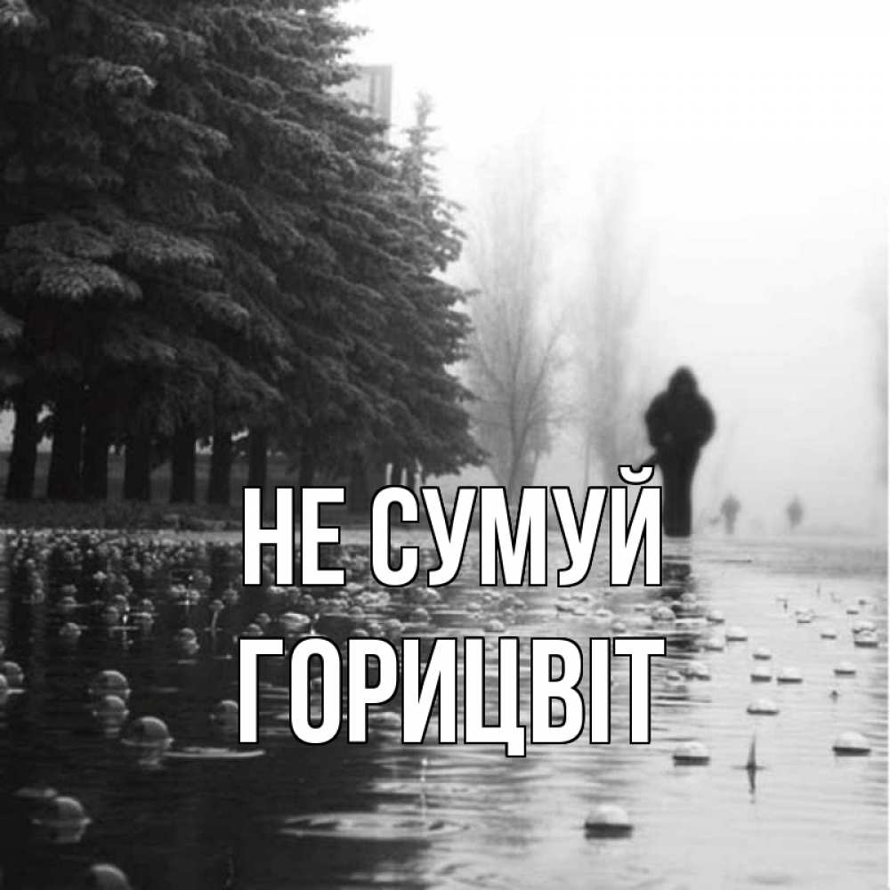 Открытка на каждый день з підписом, Горицвіт Не сумуй улица под дождем Прикольна листівка з побажанням онлайн скачати безкоштовно 