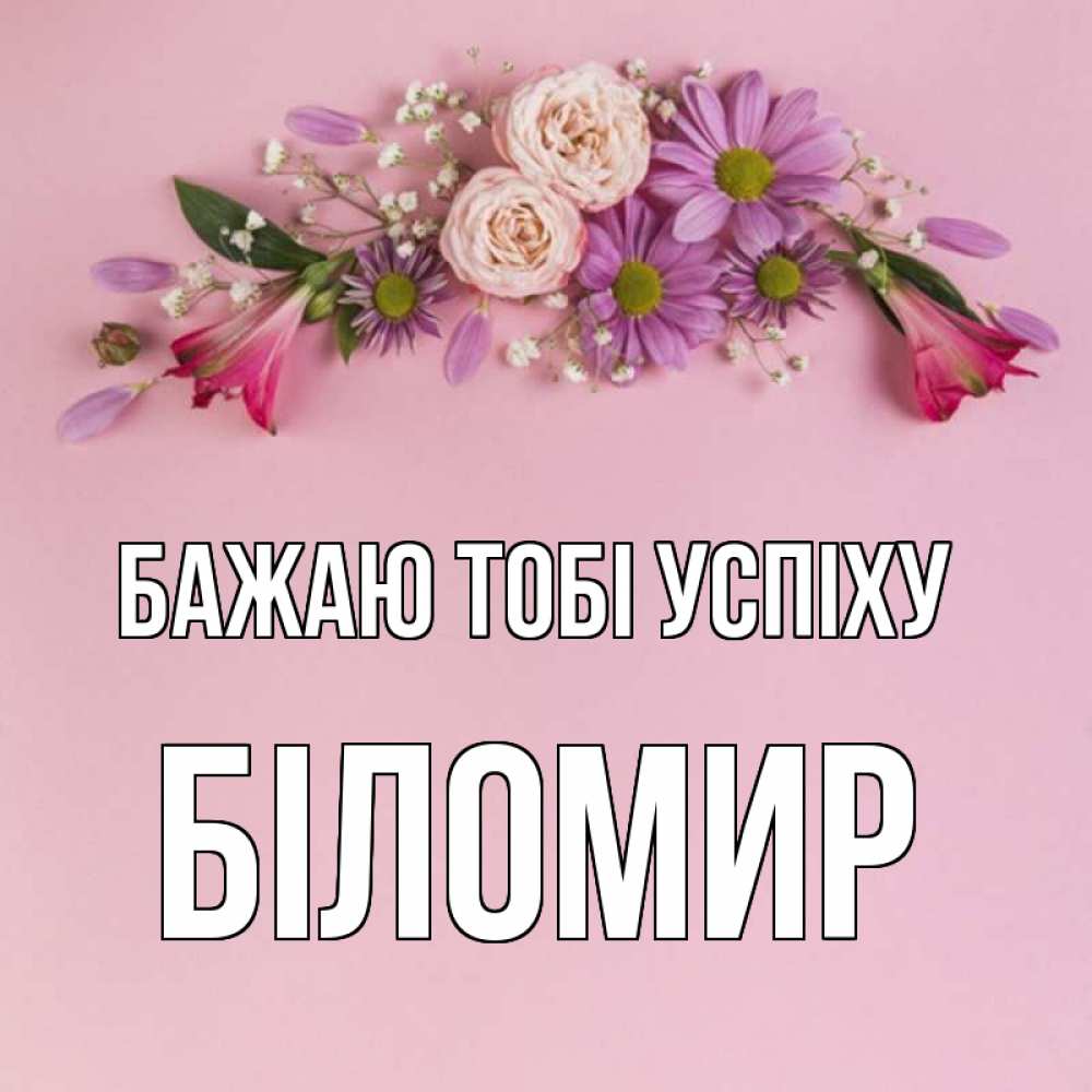 Открытка на каждый день з підписом, Біломир Бажаю тобі успіху розовый фон Прикольна листівка з побажанням онлайн скачати безкоштовно 