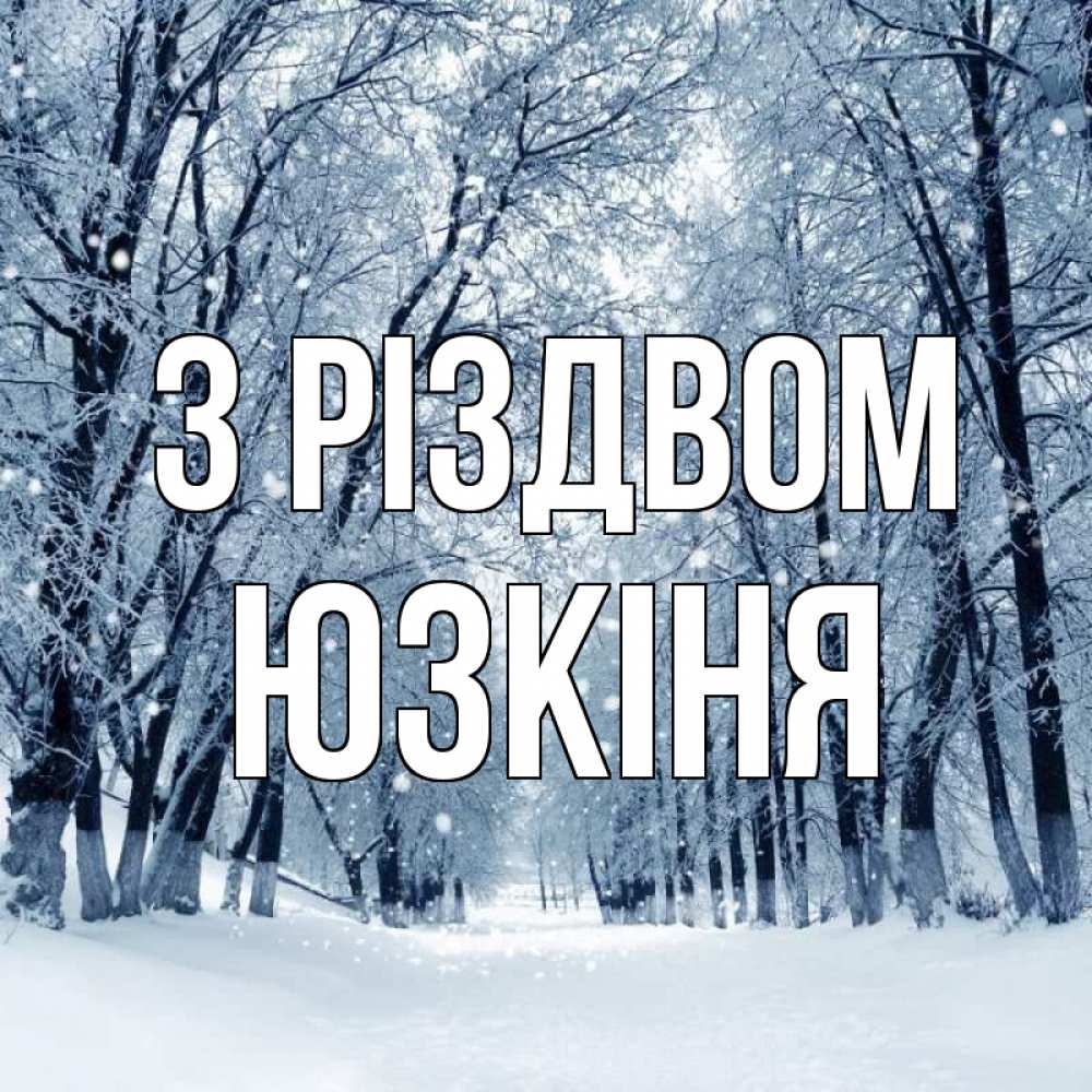 Открытка на каждый день з підписом, Юзкіня З Різдвом снег, лес, парк Прикольна листівка з побажанням онлайн скачати безкоштовно 