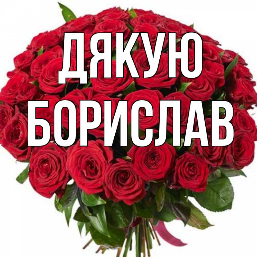 Открытка на каждый день з підписом, Борислав Дякую букет красных роз Прикольна листівка з побажанням онлайн скачати безкоштовно 