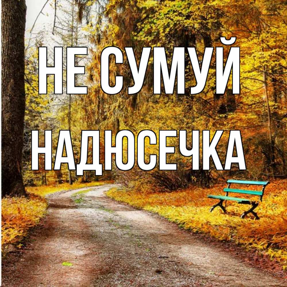 Открытка на каждый день з підписом, Надюсечка Не сумуй зеленая лавочка Прикольна листівка з побажанням онлайн скачати безкоштовно 
