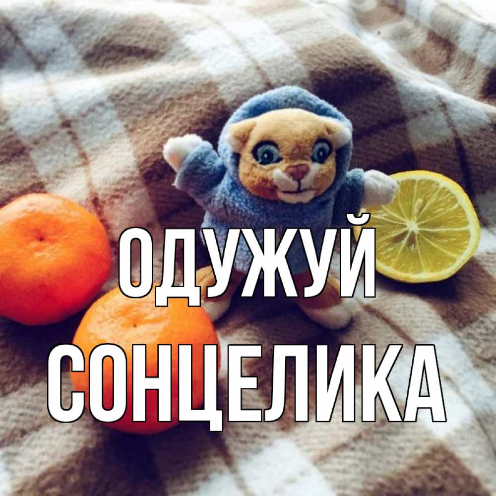 Открытка на каждый день з підписом, Сонцелика Одужуй вот тебе апельсинка и лимон Прикольна листівка з побажанням онлайн скачати безкоштовно 