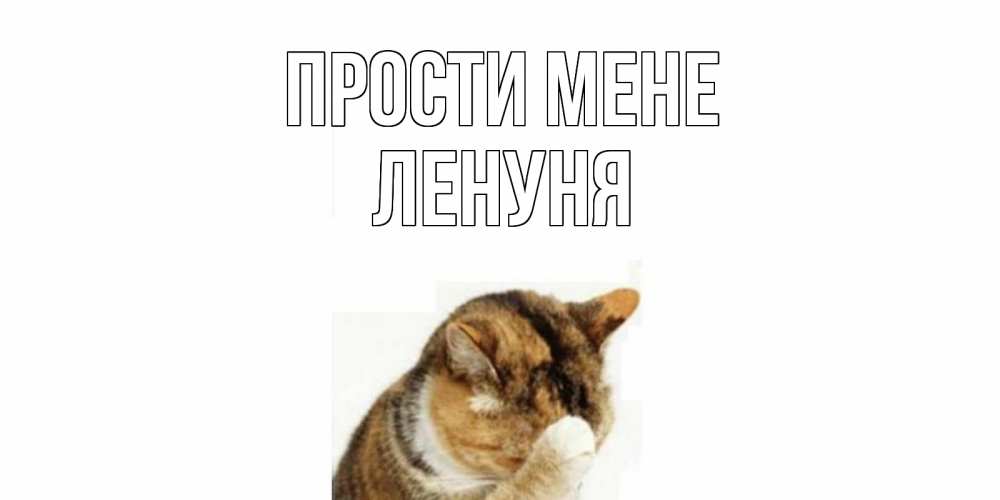 Открытка на каждый день з підписом, Ленуня Прости мене кот Прикольна листівка з побажанням онлайн скачати безкоштовно 
