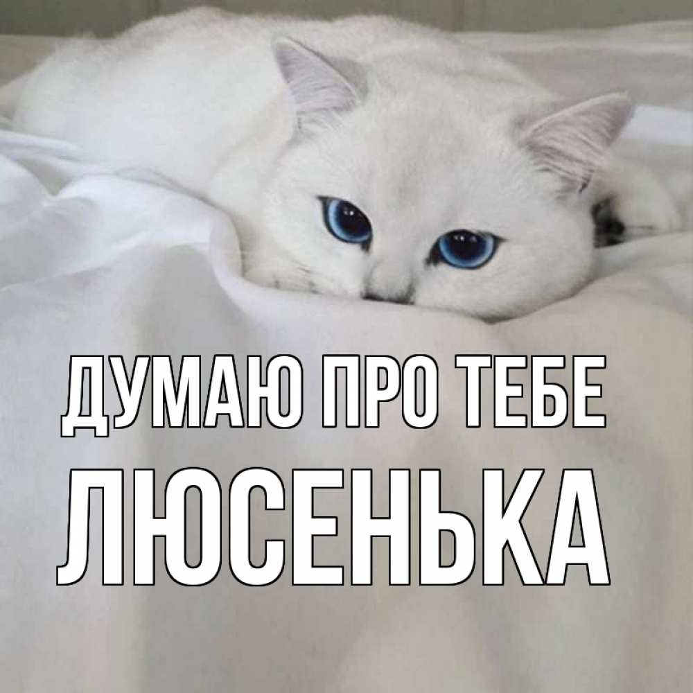 Открытка на каждый день з підписом, Люсенька Думаю про тебе я очень по тебе скучаю и тоскую Прикольна листівка з побажанням онлайн скачати безкоштовно 