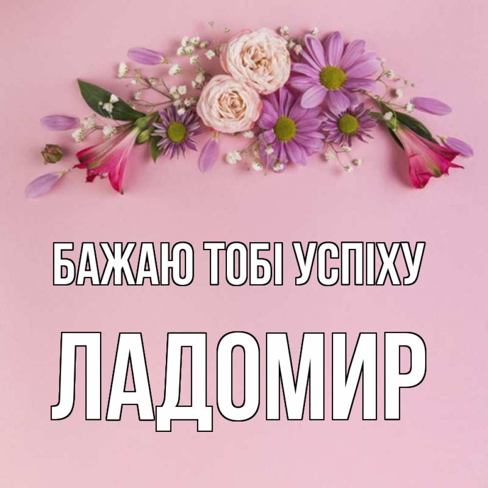 Открытка на каждый день з підписом, Ладомир Бажаю тобі успіху розовый фон Прикольна листівка з побажанням онлайн скачати безкоштовно 
