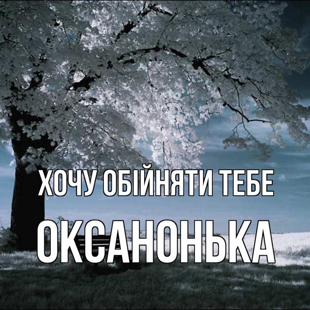Открытка на каждый день з підписом, Оксанонька Хочу обійняти тебе дерево Прикольна листівка з побажанням онлайн скачати безкоштовно 