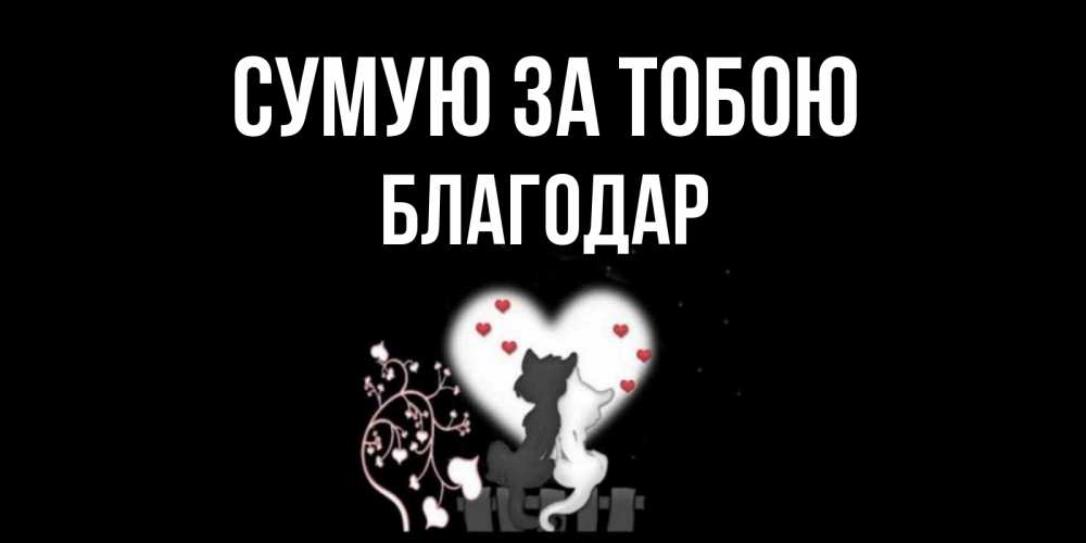 Открытка на каждый день з підписом, Благодар Сумую за тобою коты Прикольна листівка з побажанням онлайн скачати безкоштовно 
