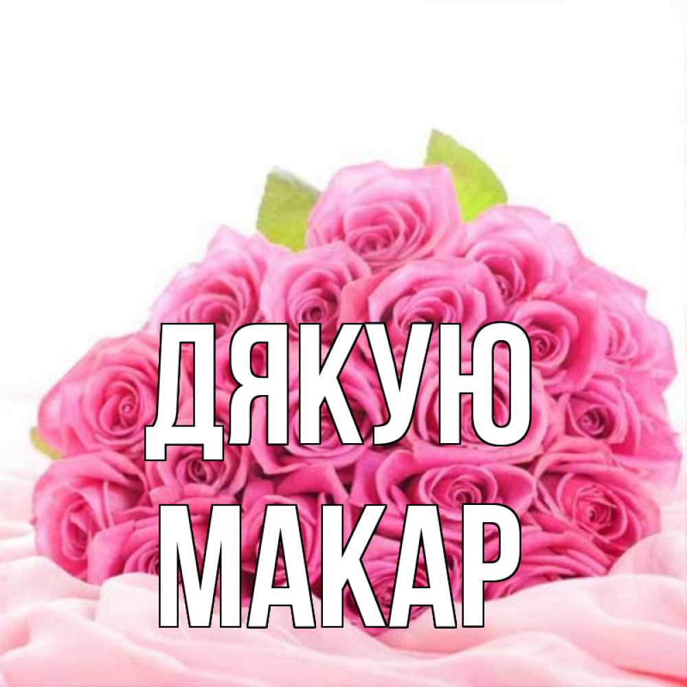 Открытка на каждый день з підписом, Макар Дякую розовые розы с подписью Прикольна листівка з побажанням онлайн скачати безкоштовно 