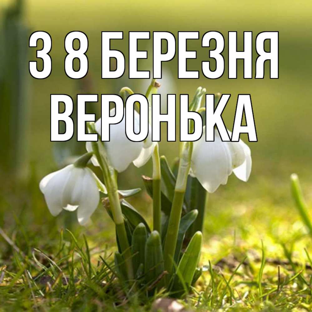 Открытка на каждый день з підписом, Веронька З 8 БЕРЕЗНЯ ранние цветы 2 Прикольна листівка з побажанням онлайн скачати безкоштовно 