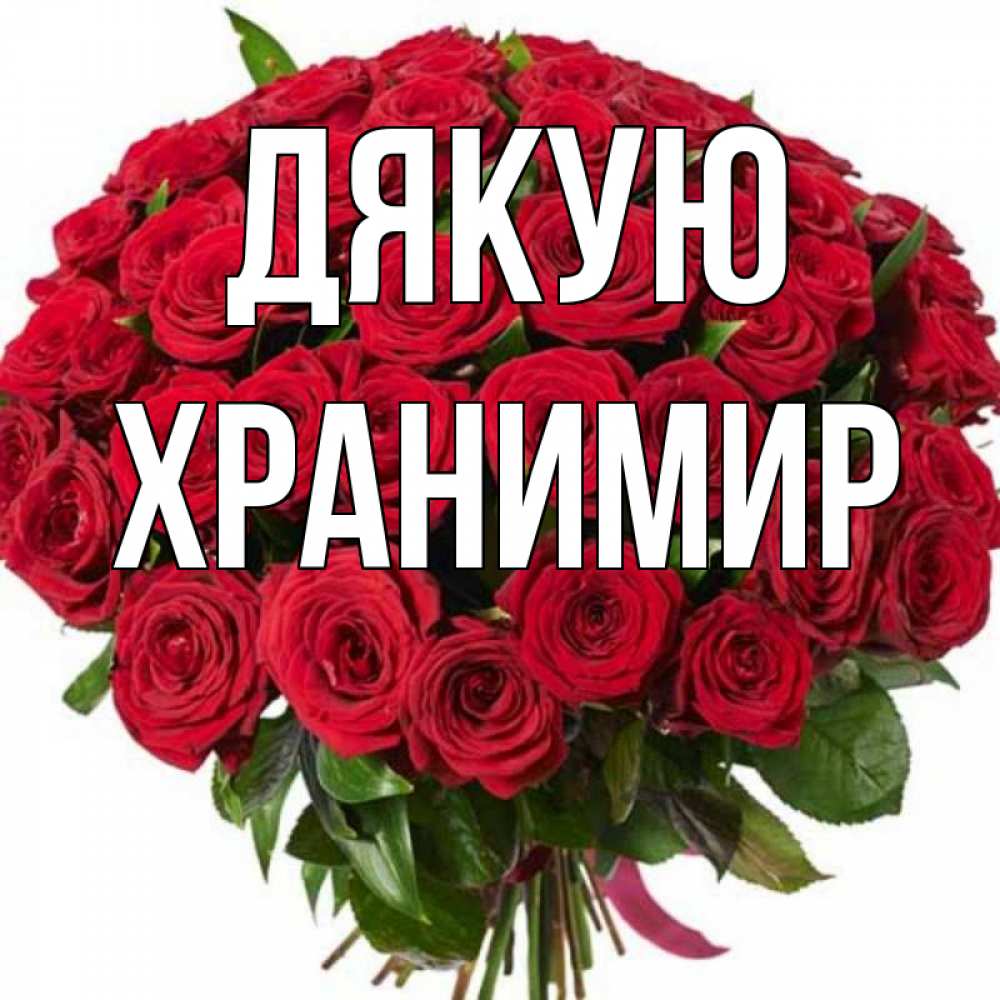 Открытка на каждый день з підписом, Хранимир Дякую букет красных роз Прикольна листівка з побажанням онлайн скачати безкоштовно 