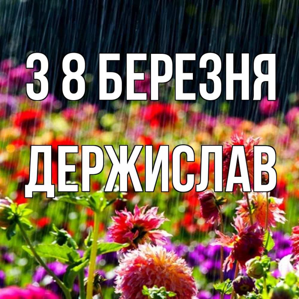 Открытка на каждый день з підписом, Держислав З 8 БЕРЕЗНЯ цветы под дождиком к международному женскому дню Прикольна листівка з побажанням онлайн скачати безкоштовно 