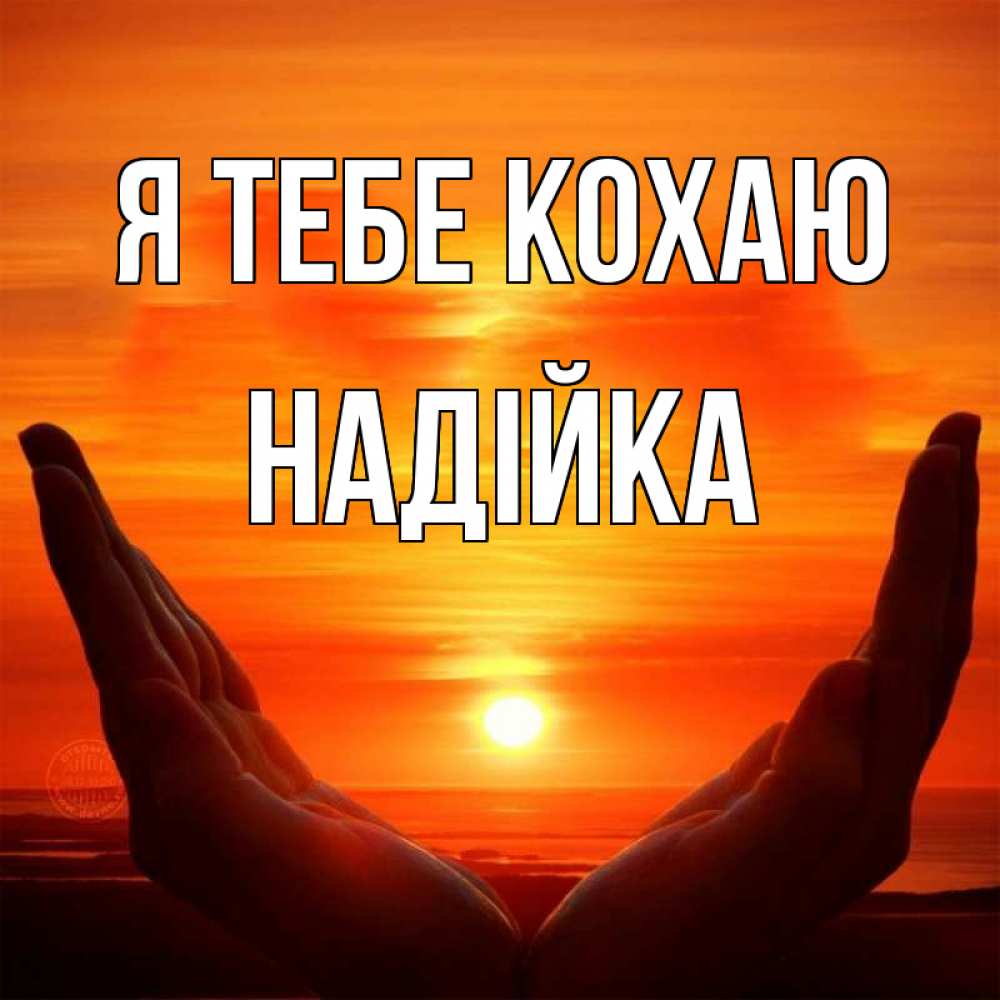 Открытка на каждый день з підписом, Надійка Я тебе кохаю в руках Прикольна листівка з побажанням онлайн скачати безкоштовно 