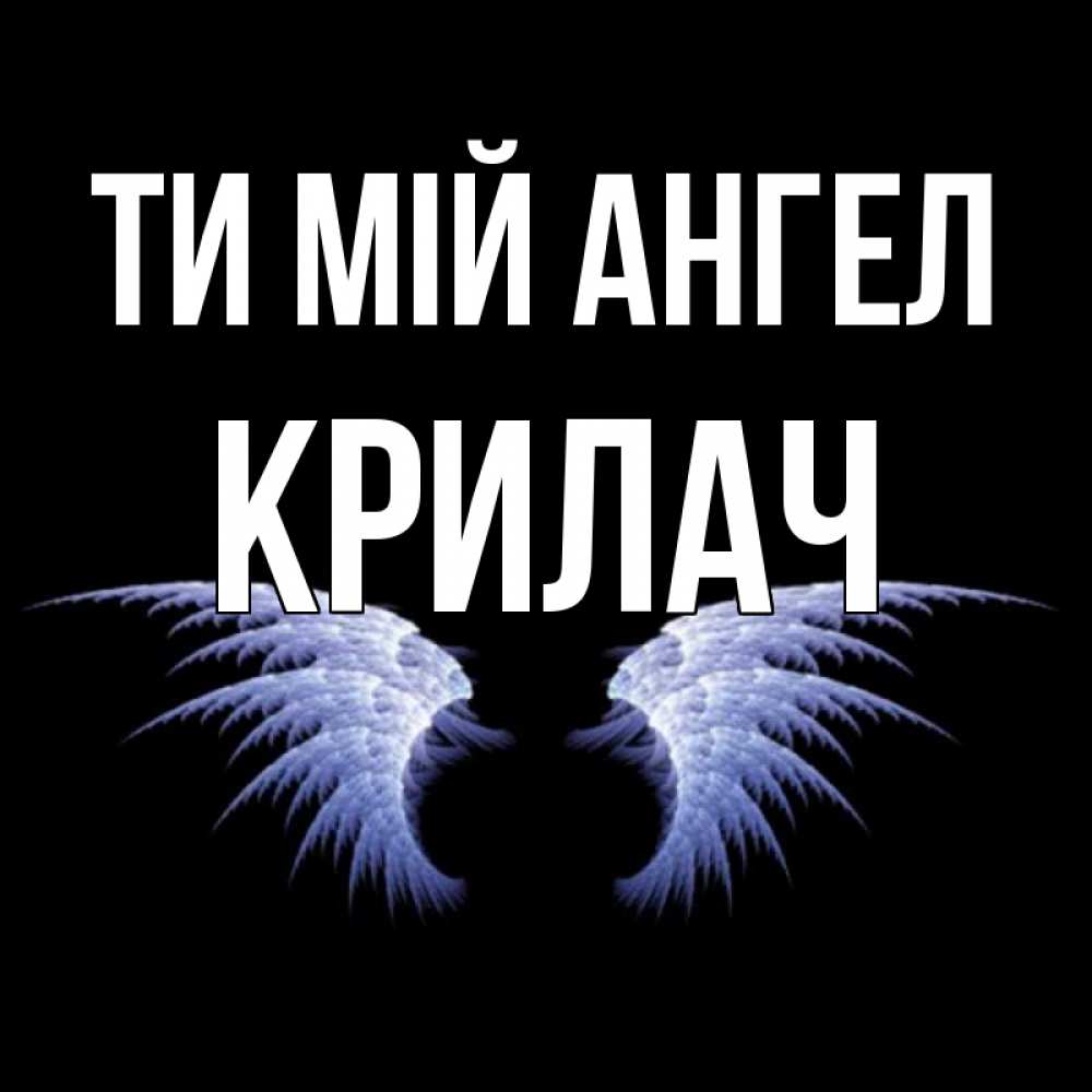 Открытка на каждый день з підписом, Крилач Ти мій ангел ангельские крылья на черном фоне Прикольна листівка з побажанням онлайн скачати безкоштовно 