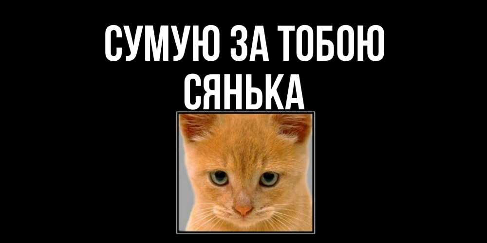 Открытка на каждый день з підписом, Сянька Сумую за тобою открытки рыжий котенок скучает по тебе Прикольна листівка з побажанням онлайн скачати безкоштовно 
