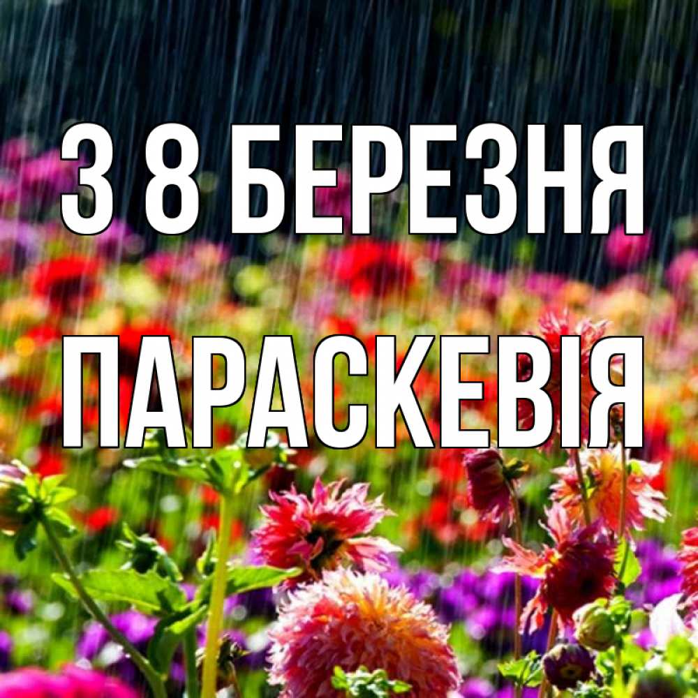 Открытка на каждый день з підписом, Параскевія З 8 БЕРЕЗНЯ цветы под дождиком к международному женскому дню Прикольна листівка з побажанням онлайн скачати безкоштовно 