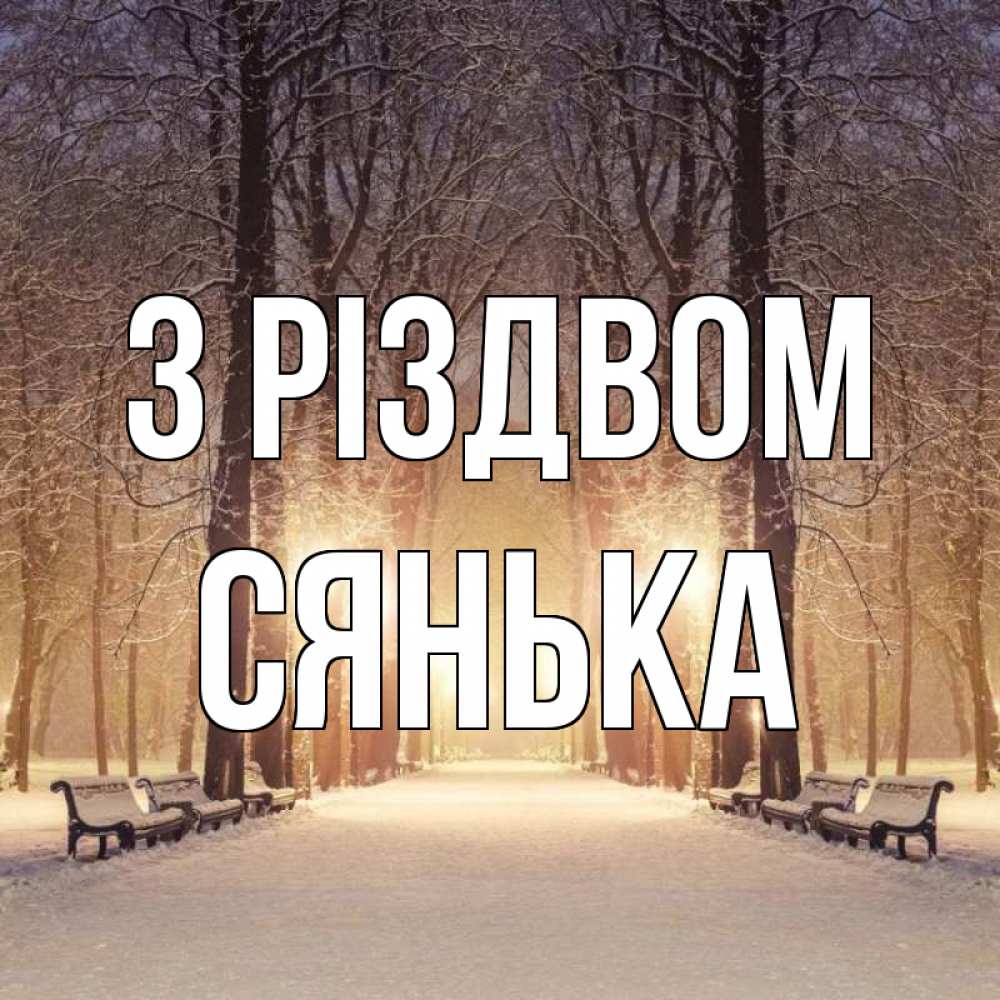 Открытка на каждый день з підписом, Сянька З Різдвом зима, парк, фонарь, лес Прикольна листівка з побажанням онлайн скачати безкоштовно 