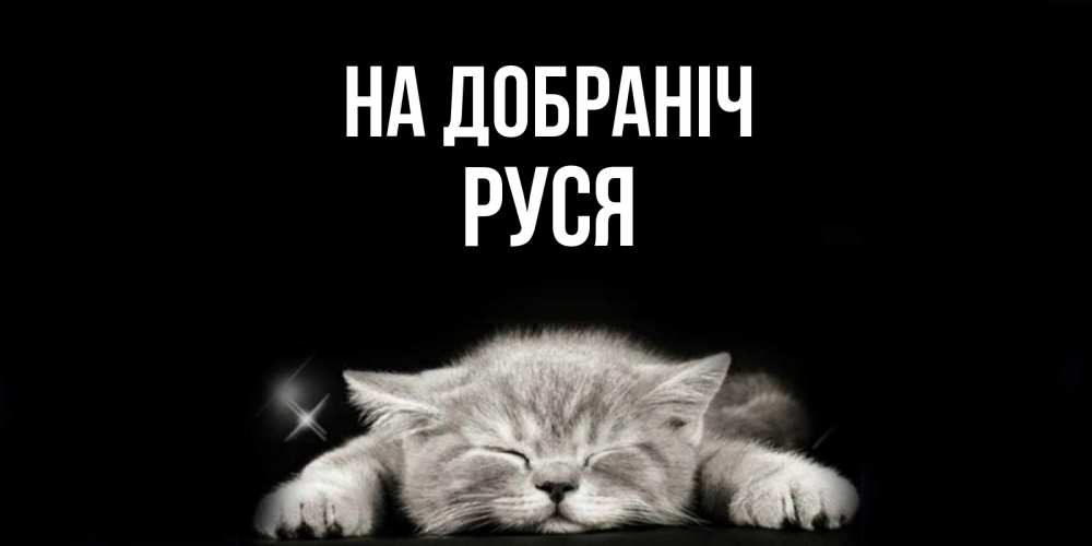 Открытка на каждый день з підписом, Руся На добраніч спящий котик Прикольна листівка з побажанням онлайн скачати безкоштовно 