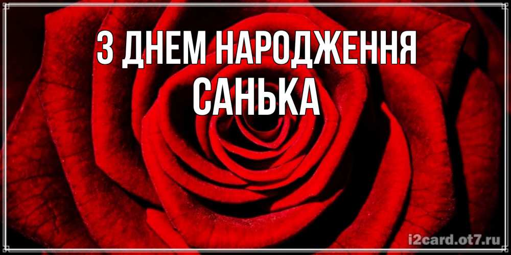 Открытка на каждый день з підписом, Санька З Днем народження алая роза Прикольна листівка з побажанням онлайн скачати безкоштовно 