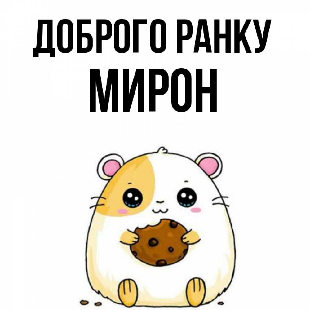 Открытка на каждый день з підписом, Мирон Доброго ранку есть печеньку. Утречко Прикольна листівка з побажанням онлайн скачати безкоштовно 