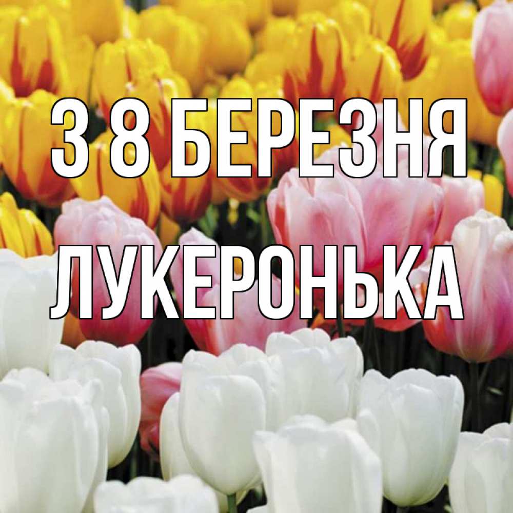 Открытка на каждый день з підписом, Лукеронька З 8 БЕРЕЗНЯ разноцветные цветы Прикольна листівка з побажанням онлайн скачати безкоштовно 