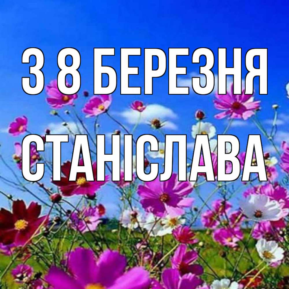 Открытка на каждый день з підписом, Станіслава З 8 БЕРЕЗНЯ цветы Прикольна листівка з побажанням онлайн скачати безкоштовно 
