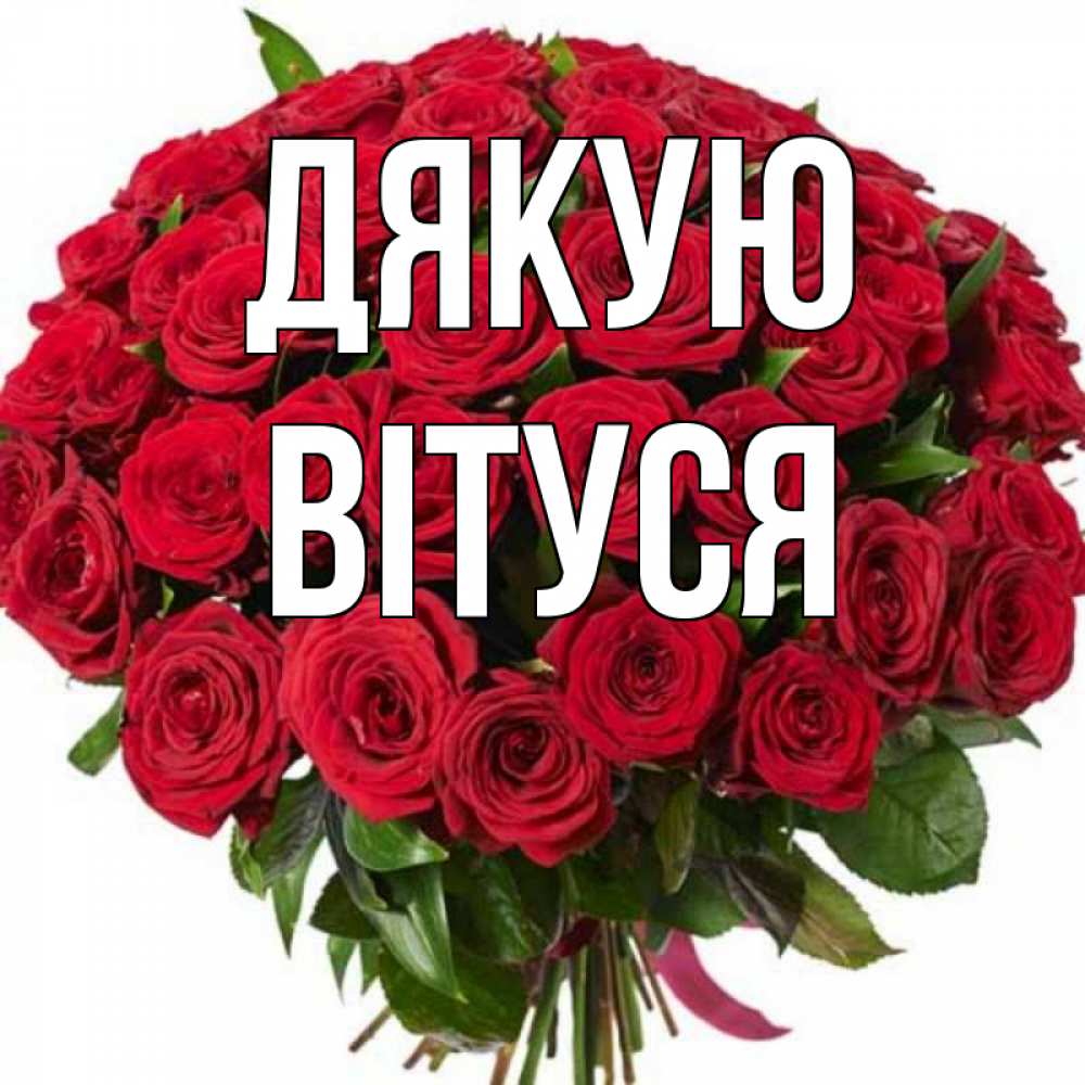Открытка на каждый день з підписом, Вітуся Дякую букет красных роз Прикольна листівка з побажанням онлайн скачати безкоштовно 