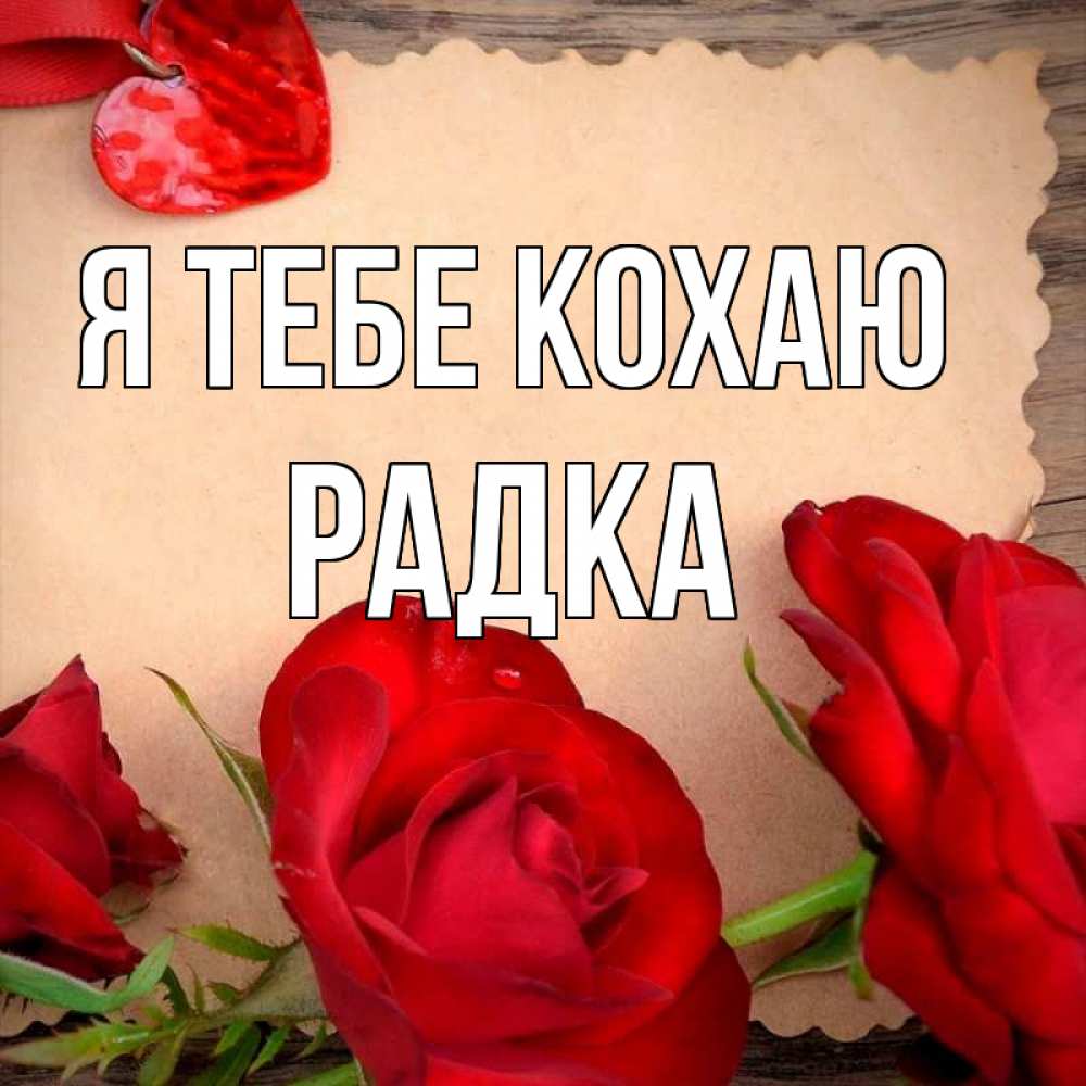 Открытка на каждый день з підписом, Радка Я тебе кохаю розы сердце 1 Прикольна листівка з побажанням онлайн скачати безкоштовно 